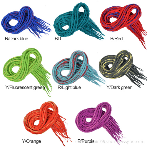 Nature Look Afro Handmade Soft Dead lock Hair Ombre Color Nepal Felted Wool Synthetic Dreadlocks Crochet Hair Braid Extensions